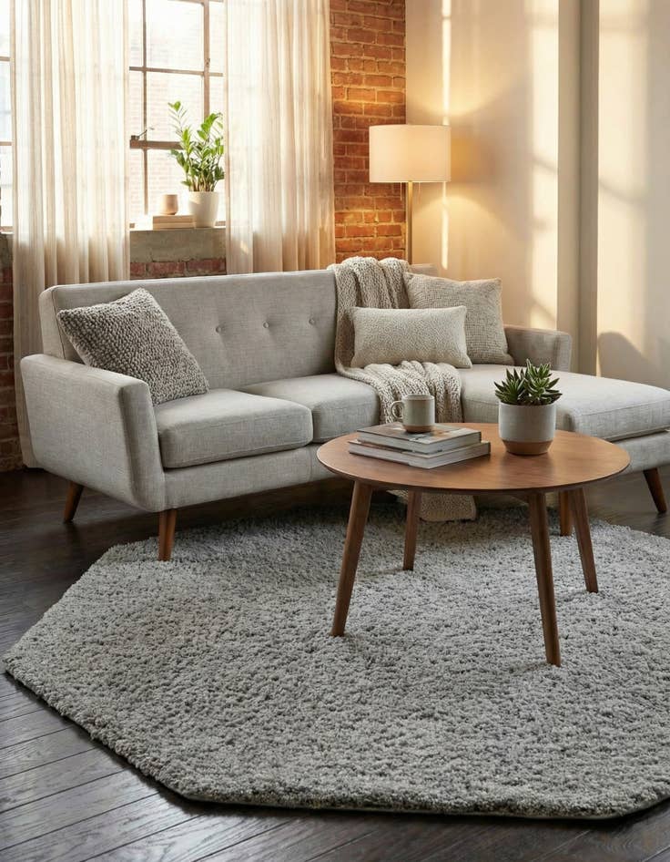 Detail image of  6' x 6' Everyday Shag Octagon Rug