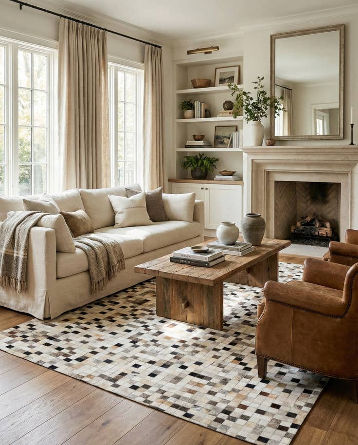 Detail image of 5' 2 x 8' Cowhide Stocks Rug