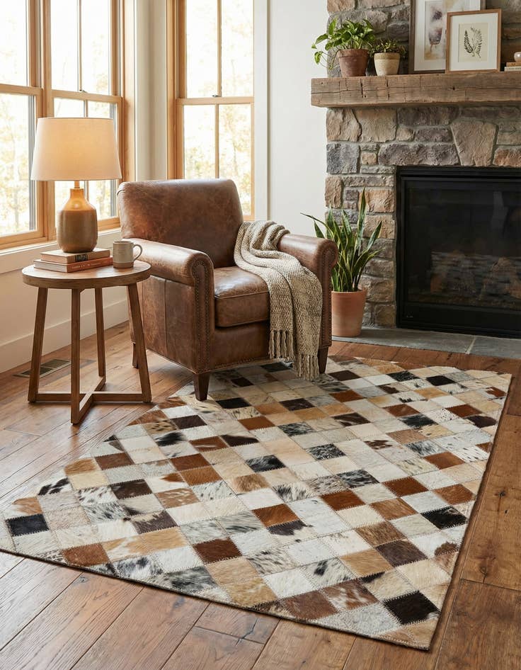 Detail image of  2' x 3' Cowhide Leather Rug