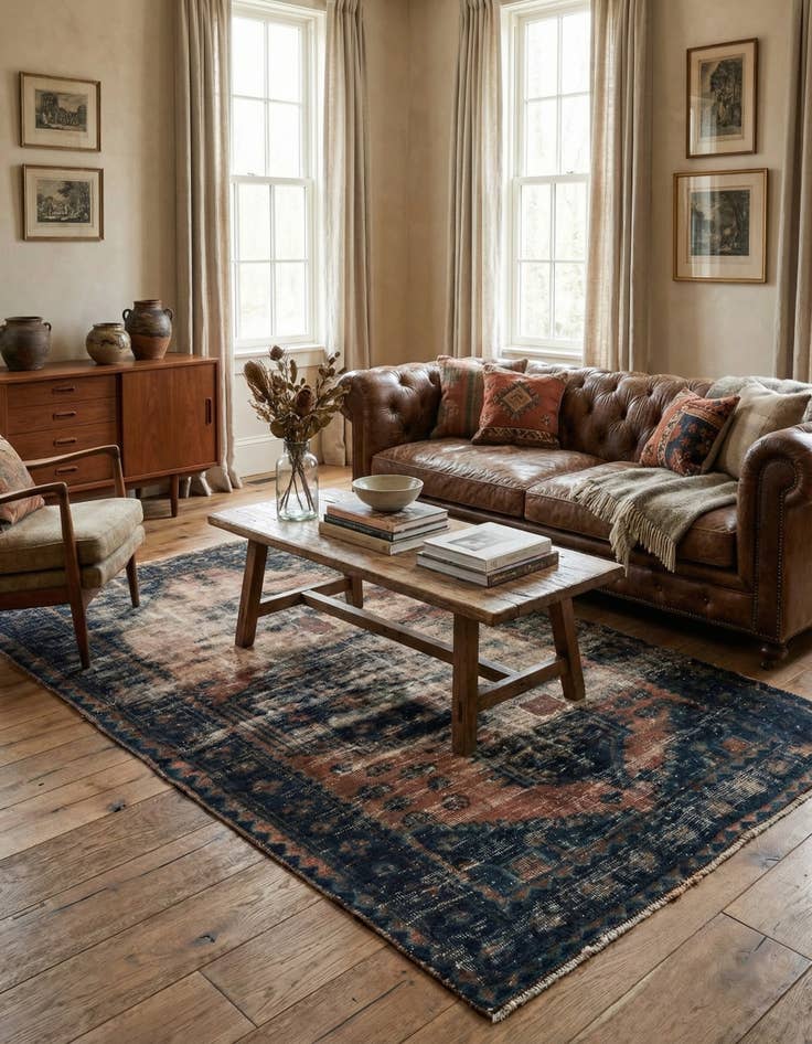 Detail image of  4' 3 x 6' 5  Hand Knotted Ultra Vintage Persian Wool Rug