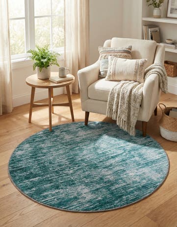 Teal Asha Round Rug