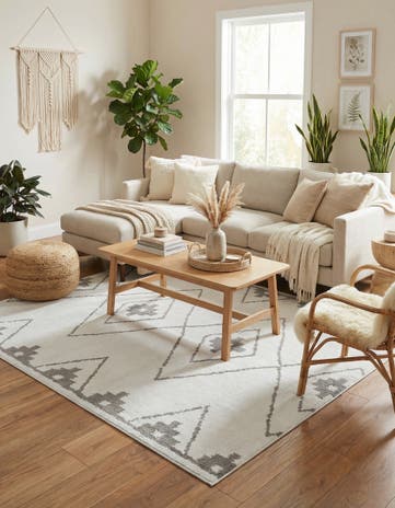 Ivory Oslo Square Rug