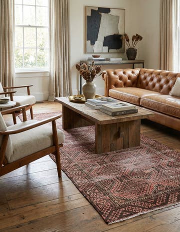 3' 7 x 7' 6 Hand Knotted Ultra Vintage Persian Wool Runner Rug