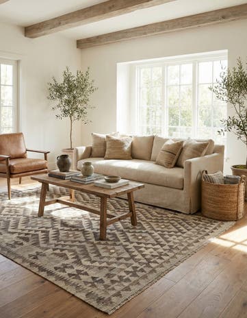 4' 8 x 6' 8 Hand Woven Kilim Maymana Wool Rug