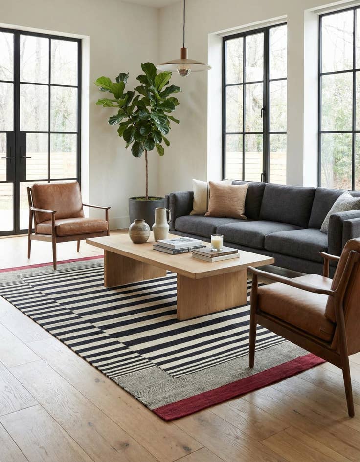 Detail image of 4' 2 x 5' 9  Hand Woven Kilim Modern Wool Rug