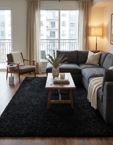 Onyx Black Infinity Shag Rug