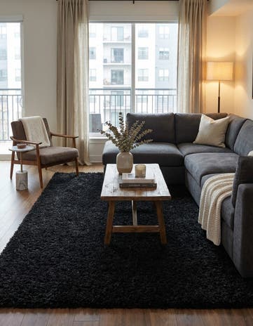 Onyx Black Infinity Shag Rug