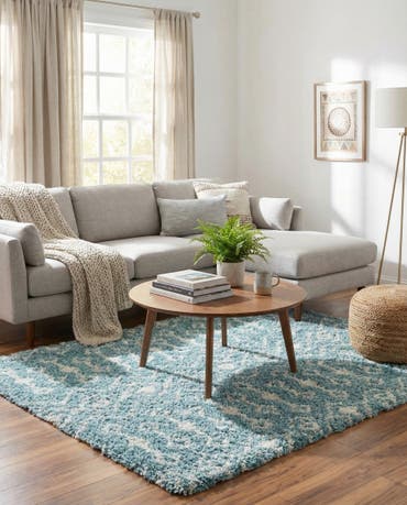  6' x 6' Moroccan Trellis Shag Square Rug