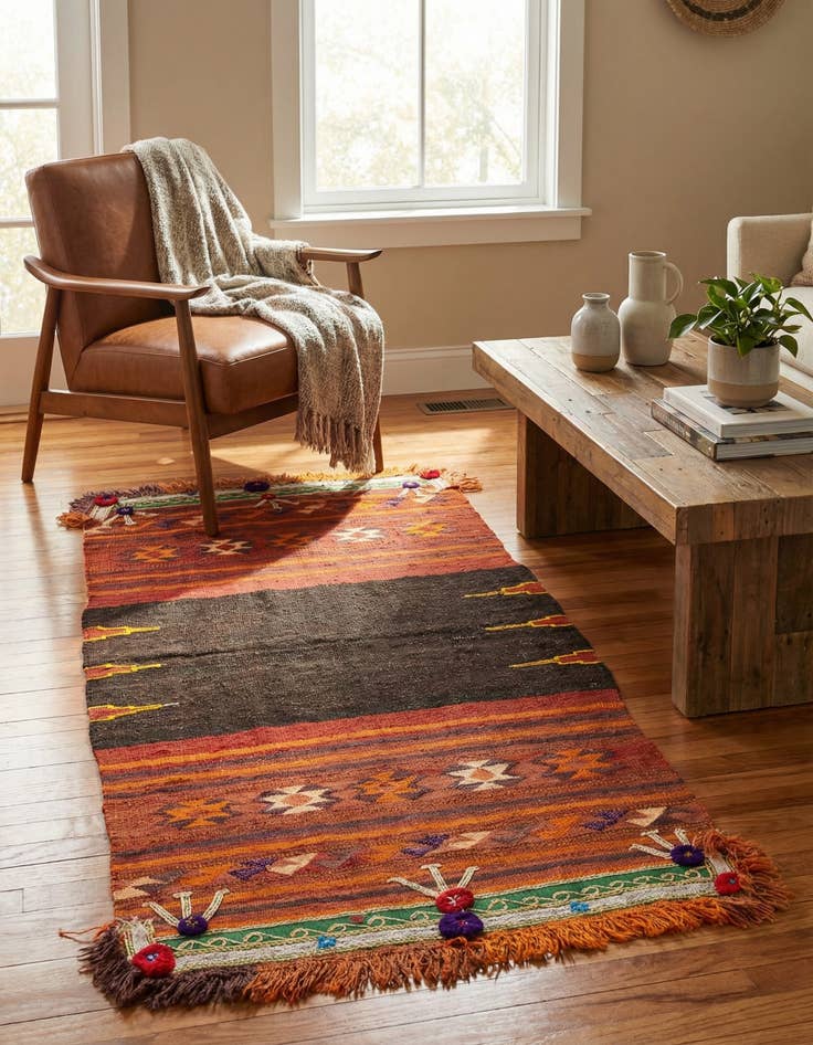 Detail image of 3' x 5' 7  Hand Woven Kilim Modern Wool Rug