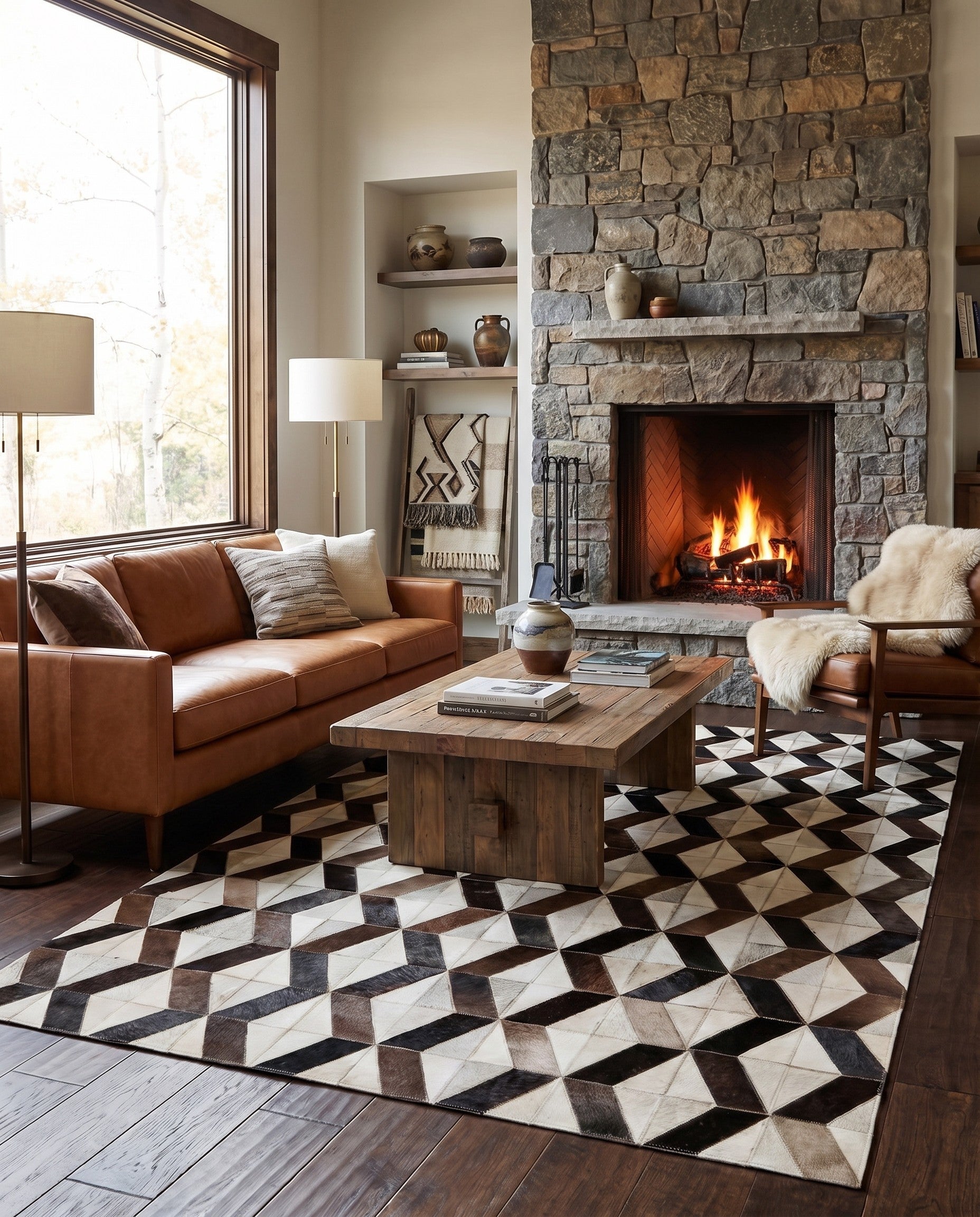 5' x 8' Cowhide Leather Rug