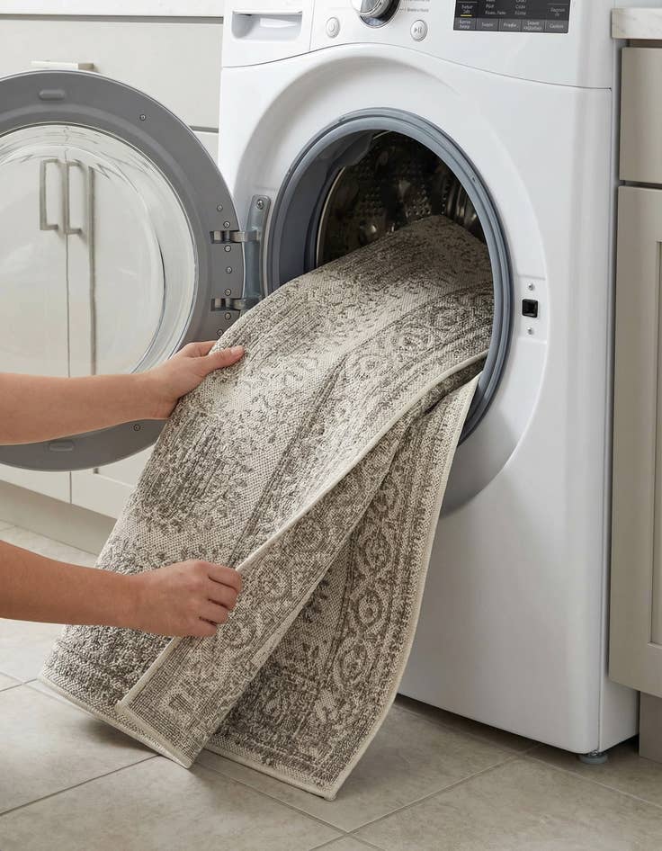 Detail image of 2' 7 x 12'  Washable Traditional Indoor / Outdoor Runner Rug