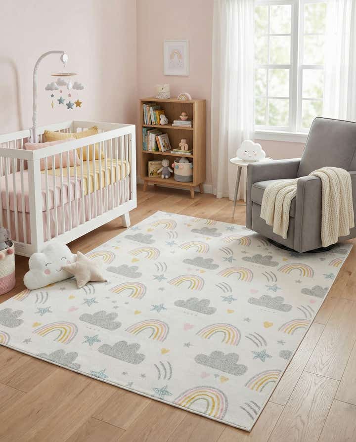 7' 10 x 10' Clouds and Rainbows Whimsy Kids Rug