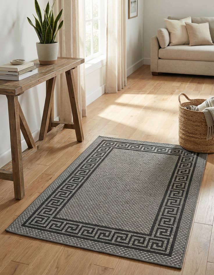 Detail image of 4' x 6'  Washable Border Indoor / Outdoor Rug