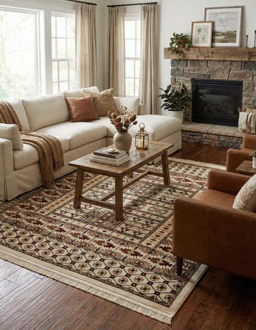 Beige Bokhara Square Rug