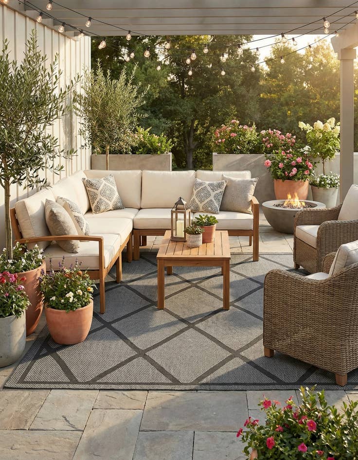 Detail image of 9' x 12' Easy-Clean Lattice Indoor / Outdoor Rug