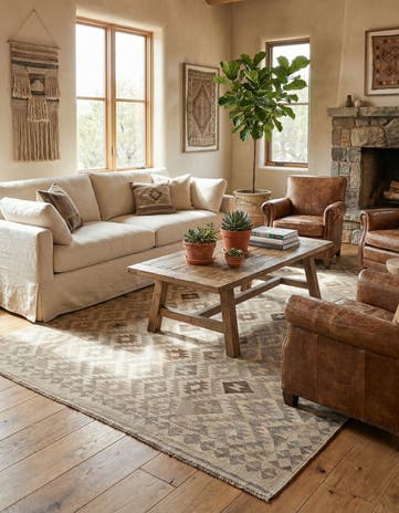 6' 6 x 9' 5 Hand Knotted Kilim Maymana Wool Rug
