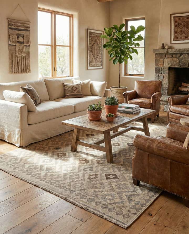 6' 6 x 9' 5 Hand Knotted Kilim Maymana Wool Rug