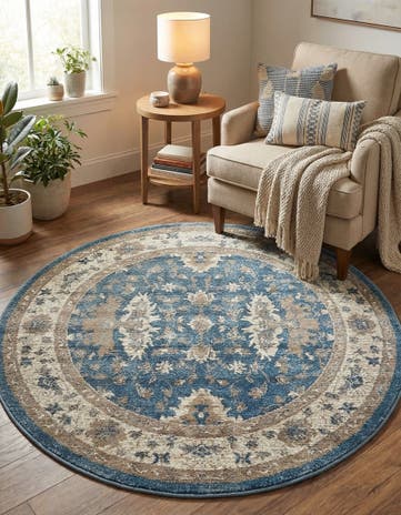 Light Blue Viola Round Rug