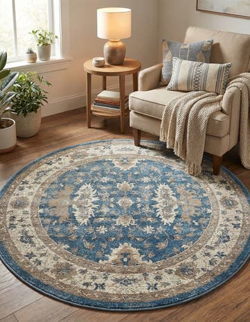 Light Blue Viola Round Rug