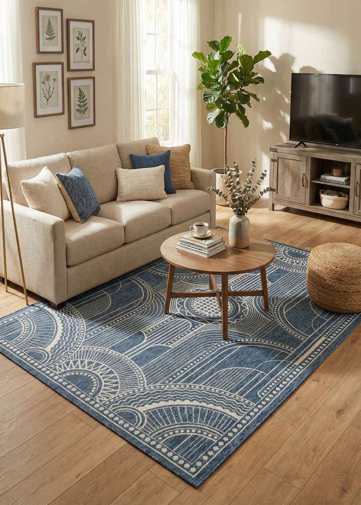 5' 3 x 8' Easy-Clean Traditional Indoor / Outdoor Rug