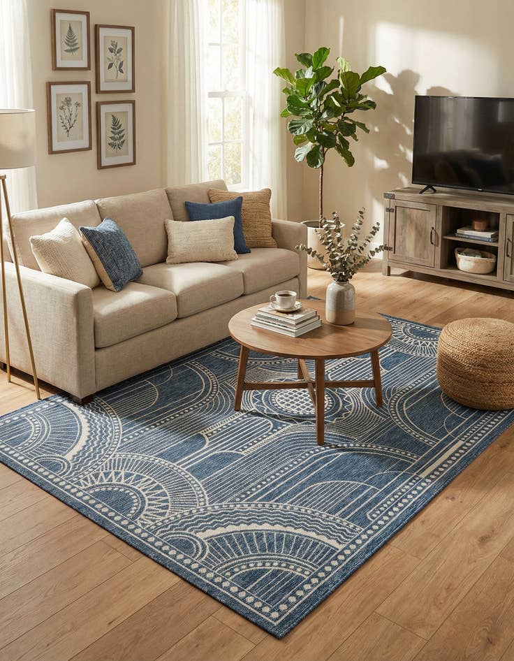 Detail image of  5' 3 x 8'  Washable Traditional Indoor / Outdoor Rug