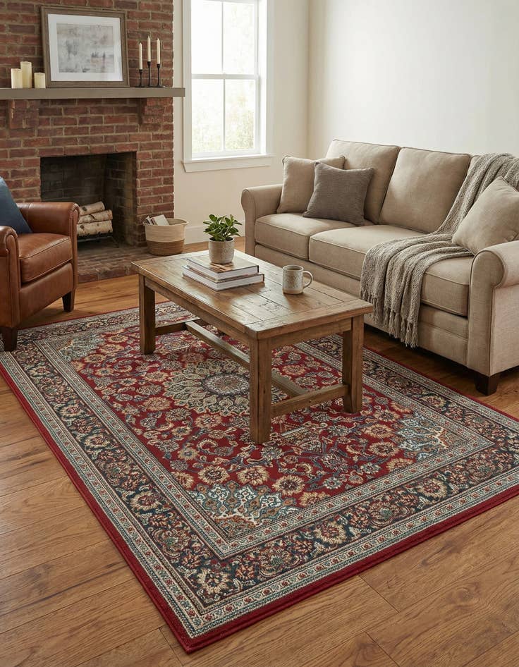 Detail image of 4' 1 x 6' 1  Washable Traditional Indoor / Outdoor Rug