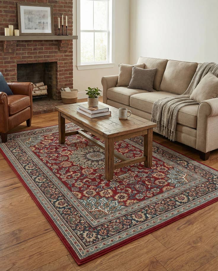 Detail image of 4' 1 x 6' 1 Easy-Clean Traditional Indoor / Outdoor Rug