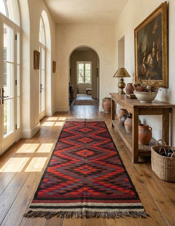 4' 7 x 11' 10 Hand Woven Kilim Fars Wool Runner Rug