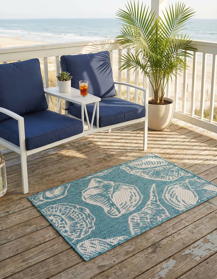 Detail image of 2' x 3'  Washable Coastal Indoor / Outdoor Rug
