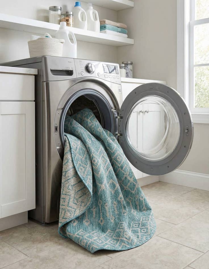 Detail image of 5' 3 x 5' 3  Washable Trellis Indoor / Outdoor Round Rug