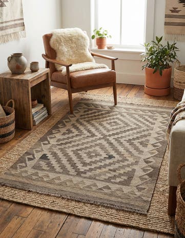 3' 2 x 5' 2 Hand Woven Kilim Maymana Wool Rug