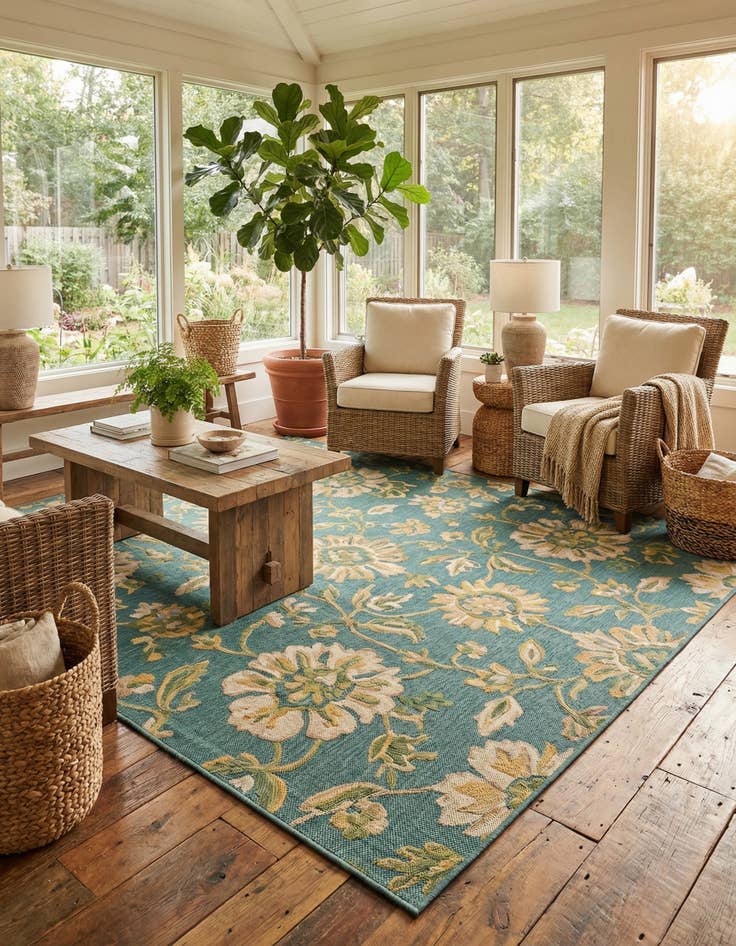 Detail image of  10' x 10'  Washable Baja Indoor / Outdoor Square Rug