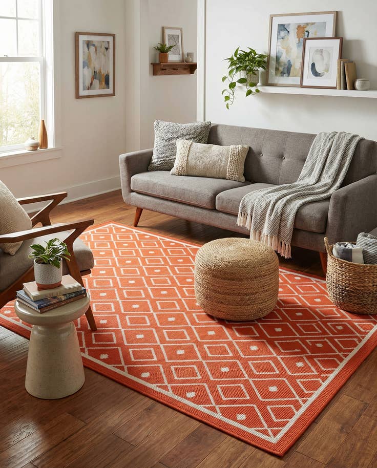 Rust Red Outdoor Rugs Rust Red 4' x 6' Washable Lattice Indoor / Outdoor Rug | Rugs.com