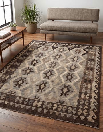 5' x 6' 6 Hand Woven Kilim Maymana Wool Rug