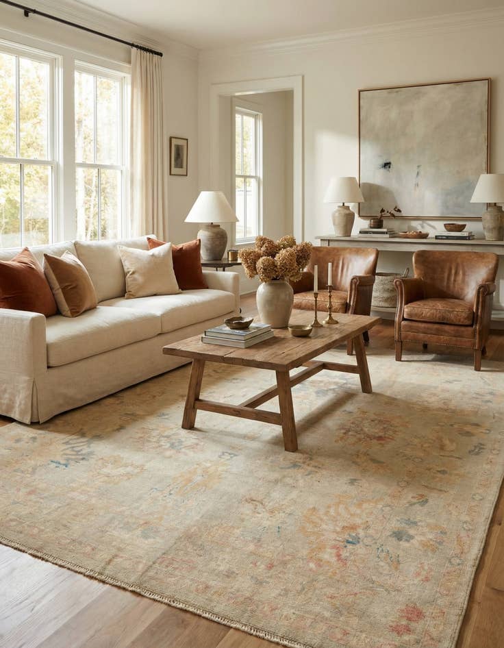 Detail image of  7' 5 x 9' 8  Hand Knotted Oushak Wool Rug