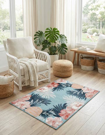 2' 2 x 3' Easy-Clean Botanical Indoor / Outdoor Rug