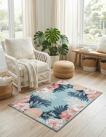 2' 2 x 3' Easy-Clean Botanical Indoor / Outdoor Rug