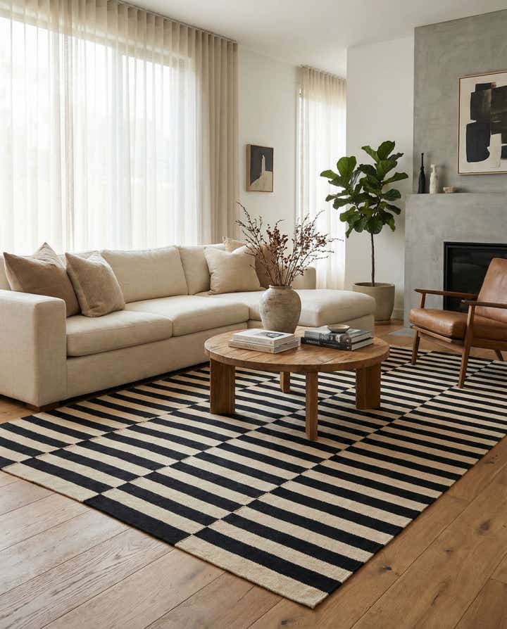 6' 6 x 9' 7 Hand Woven Kilim Modern Wool Rug