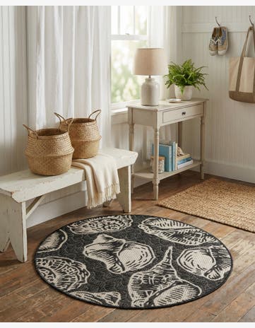 3' x 3' Easy-Clean Coastal Indoor / Outdoor Round Rug