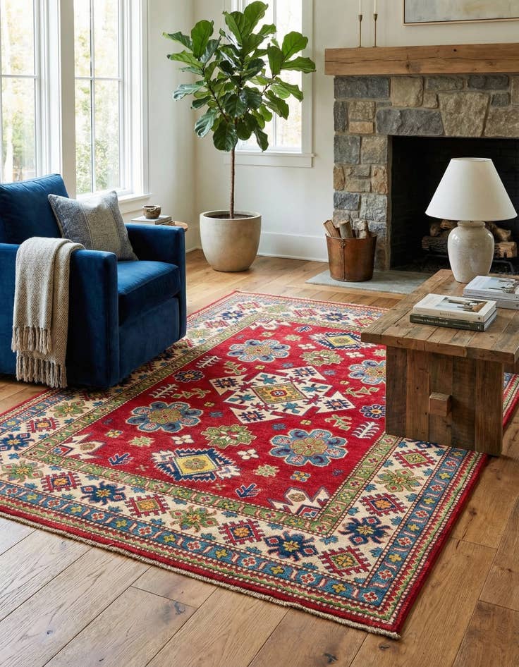 Detail image of 5' x 6' 8  Hand Knotted Kazak Rug