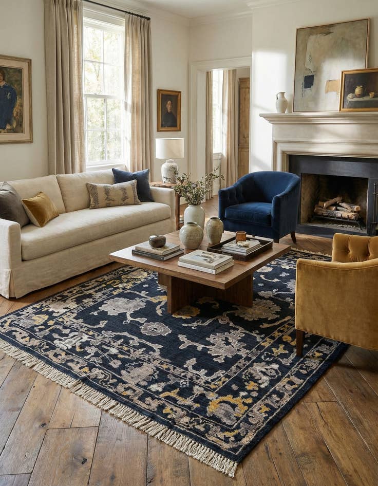 Detail image of 9' 5 x 12' 6  Hand Knotted Oushak Wool Rug