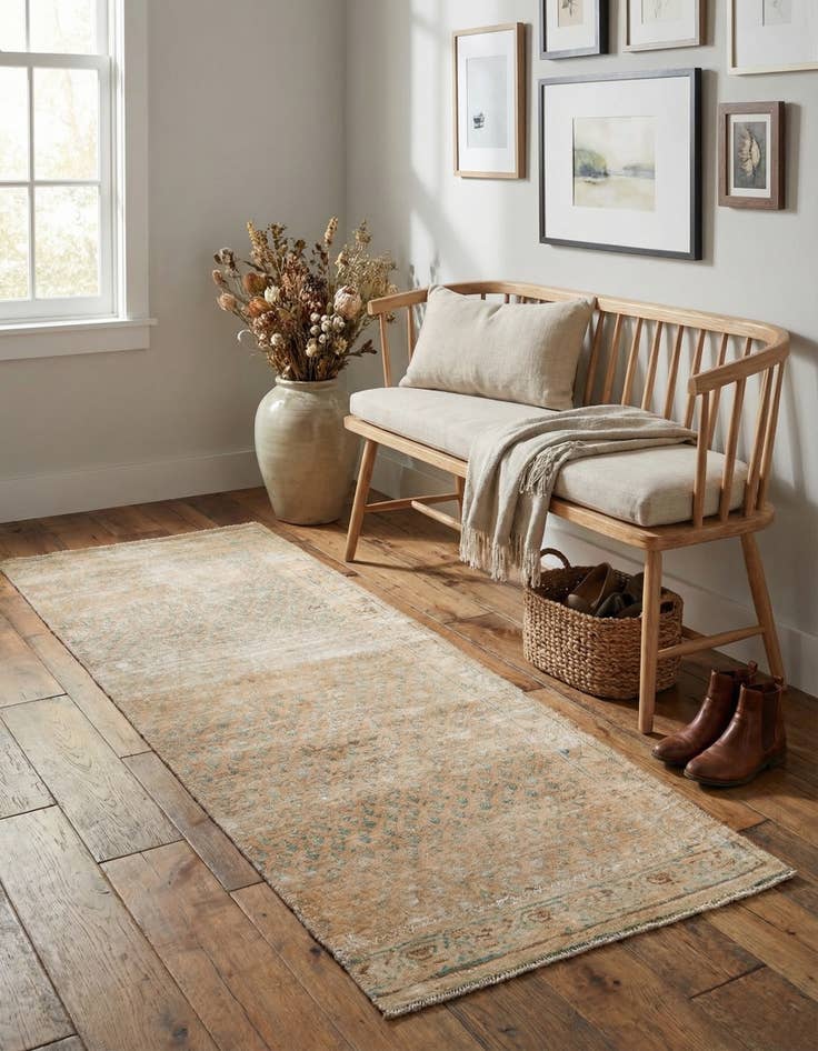 Detail image of 2' 10 x 7' 7  Hand Knotted Ultra Vintage Persian Wool Runner Rug