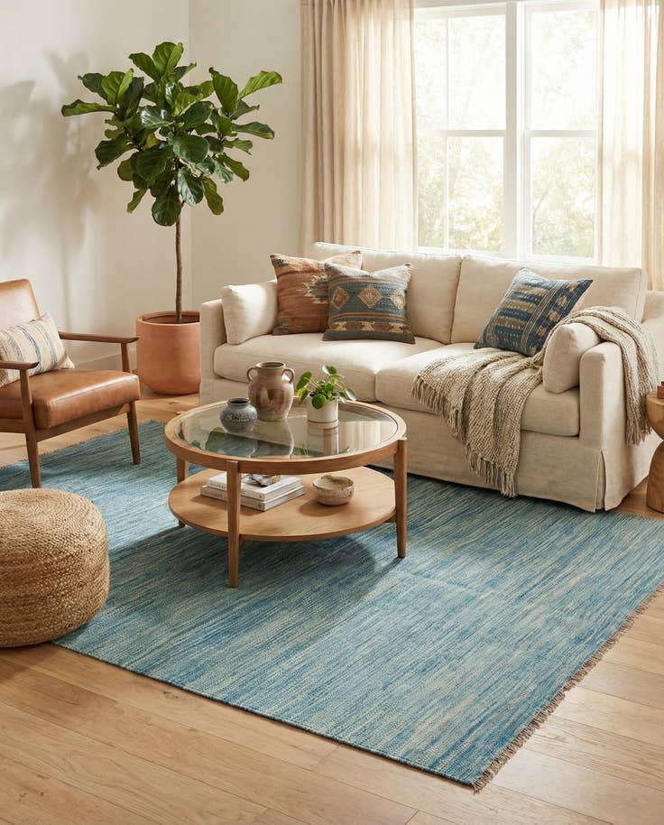 Detail image of 4' 10 x 6' 7 Hand Woven Kilim Modern Wool Rug