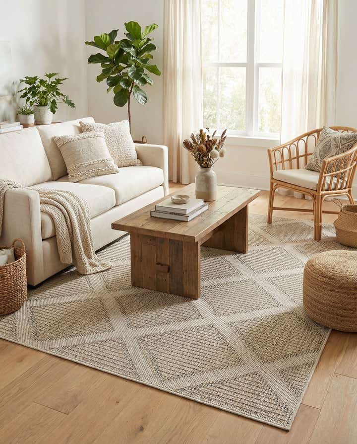 6' 1 x 9' Easy-Clean Lattice Indoor / Outdoor Rug