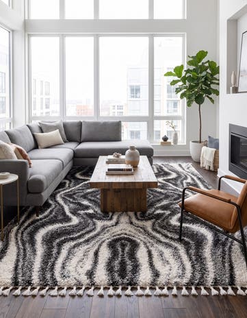 Black and White Athena Shag Rug