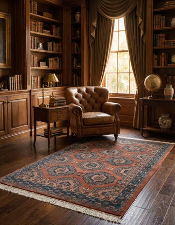 4' 3 x 6' 3 Hand Knotted Bokhara Oriental Wool Rug