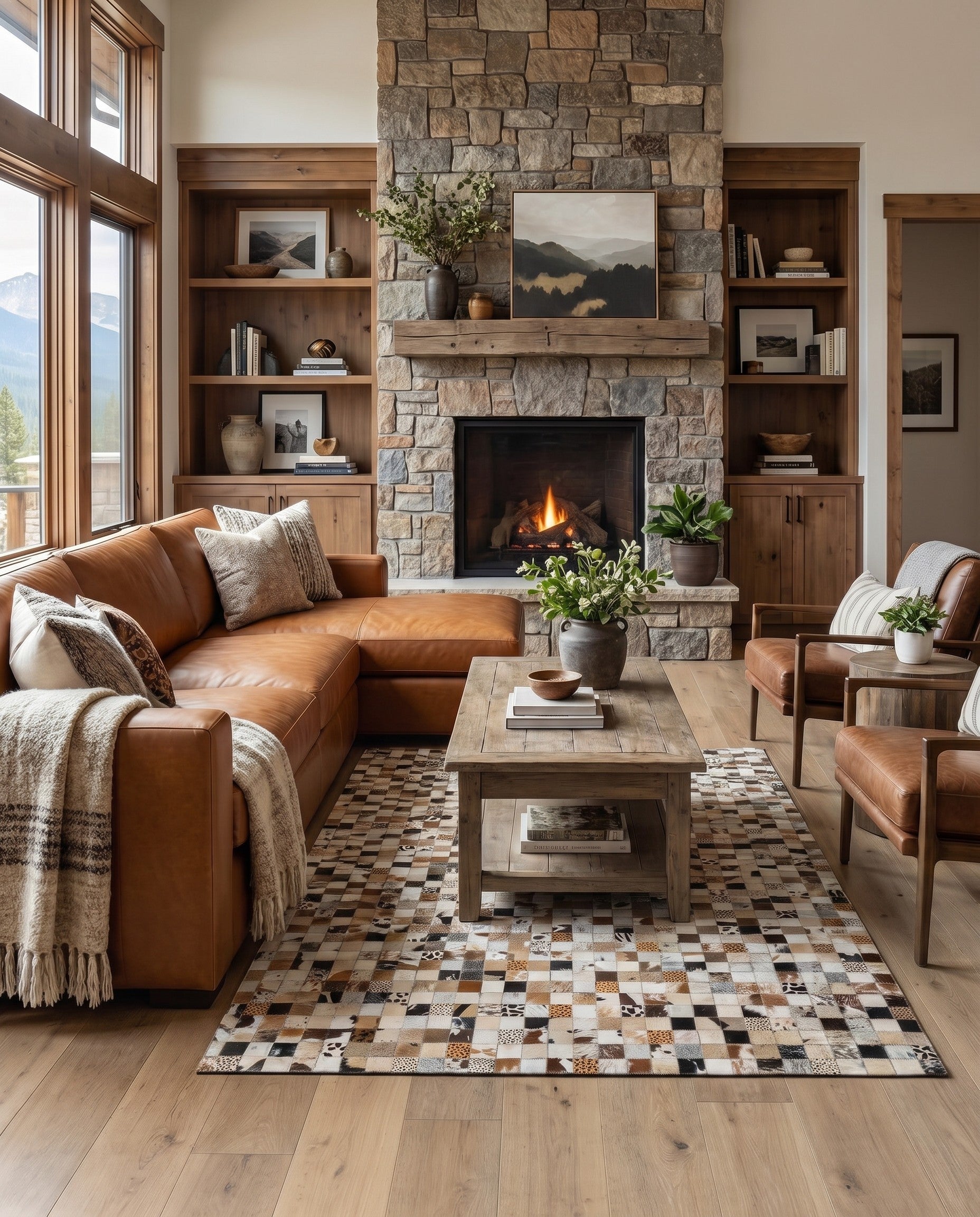 5' x 7' 10 Cowhide Leather Rug