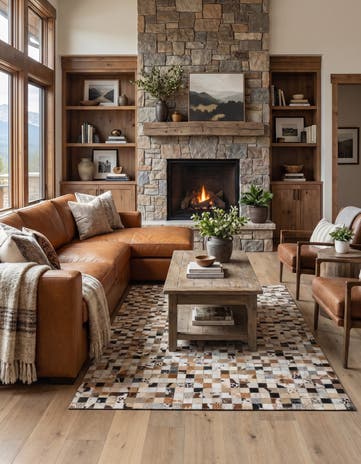 5' x 7' 10 Cowhide Leather Rug