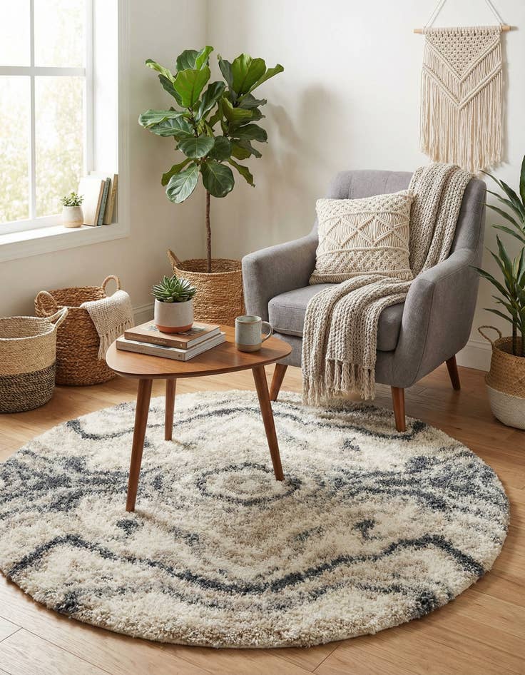 Detail image of  5' x 5' Athena Shag Round Rug