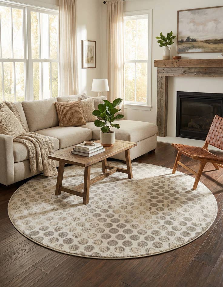 Detail image of 10' x 10' Easy-Clean Sabrina Soto Indoor / Outdoor Round Rug